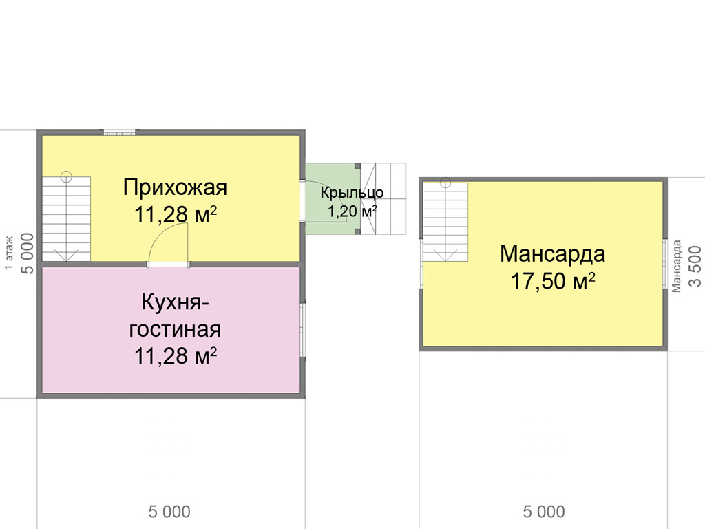 Каркасный дом 5м х 5м по проекту Ярославич 2