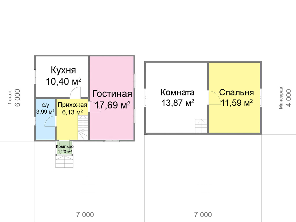 Планировка дома проект - Волжанин 2 размером - 6м х 7м строится - СНТ Русь